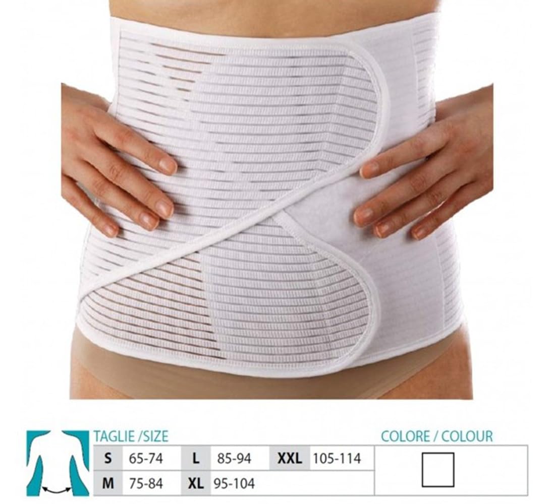 Orión Safte - Banda para postoperación, ajustable, doble apertura de 28 cm de altura, color blanco (XLarge 95-104 cm)