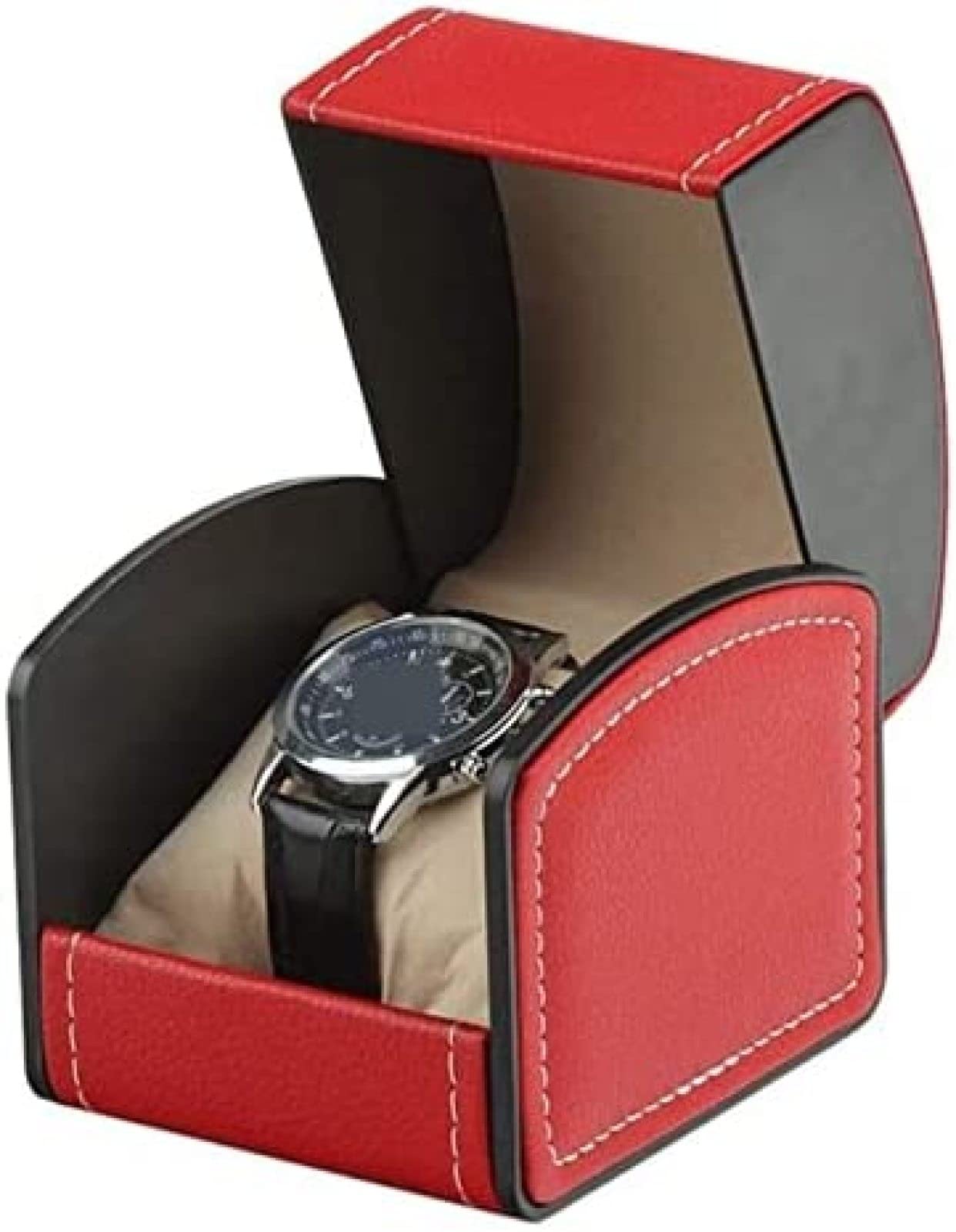 YNBSHGAA Jewelry Box Travel Watch Case Single Slot Watch Box Leathery Jewelry Storage Case Jewelry Bracelet Display,Brown,9X10X8cm,Rosso-9X10X8cm