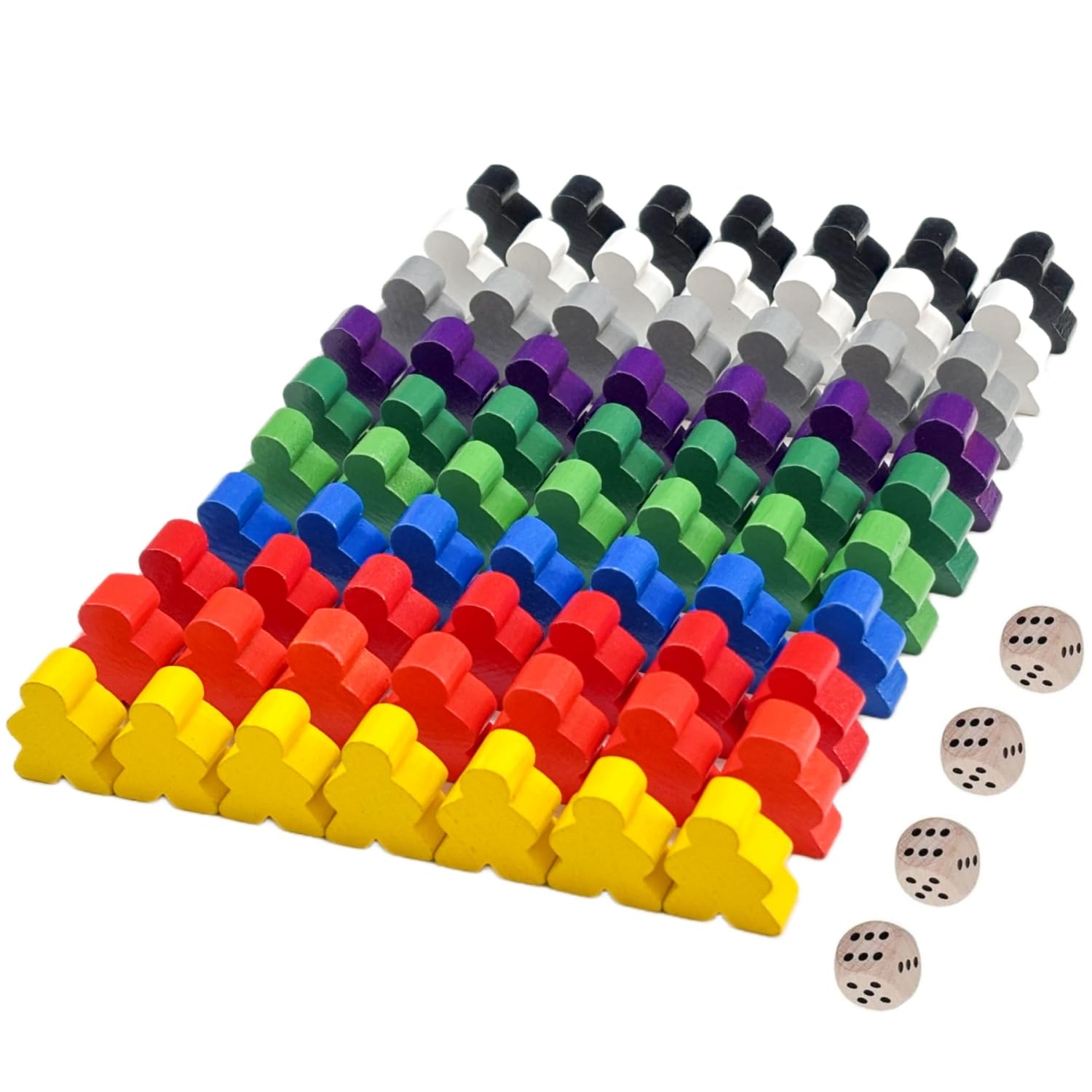 Pions En Bois Personnes – 54 Cônes Halma + 4 Dés, Jeux De Société, Couleurs Variées, Cadeau Famille
