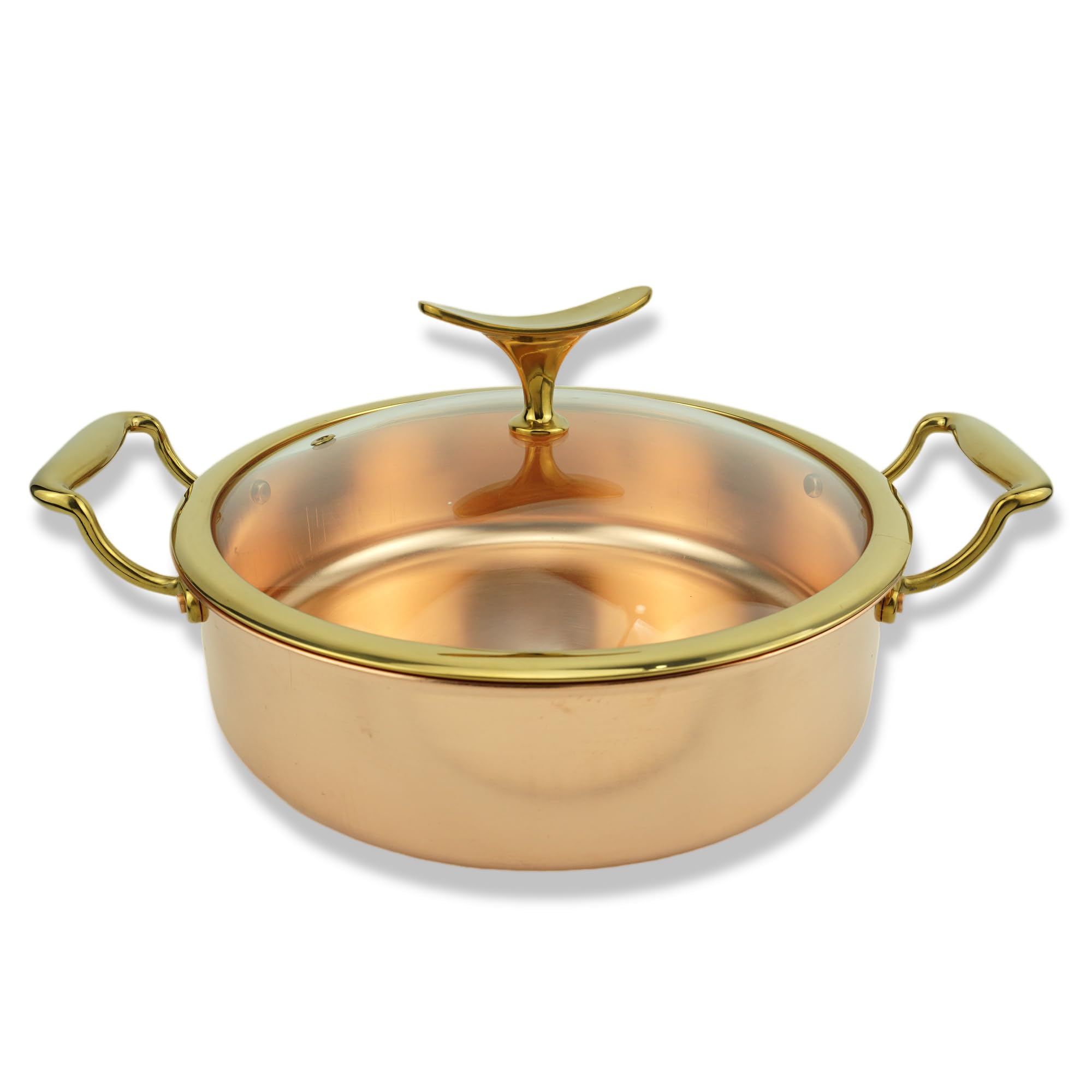 Funmaker Hammered Copper Pots and Pans - Stovetop Cookware Set (24cm Hot Pot)