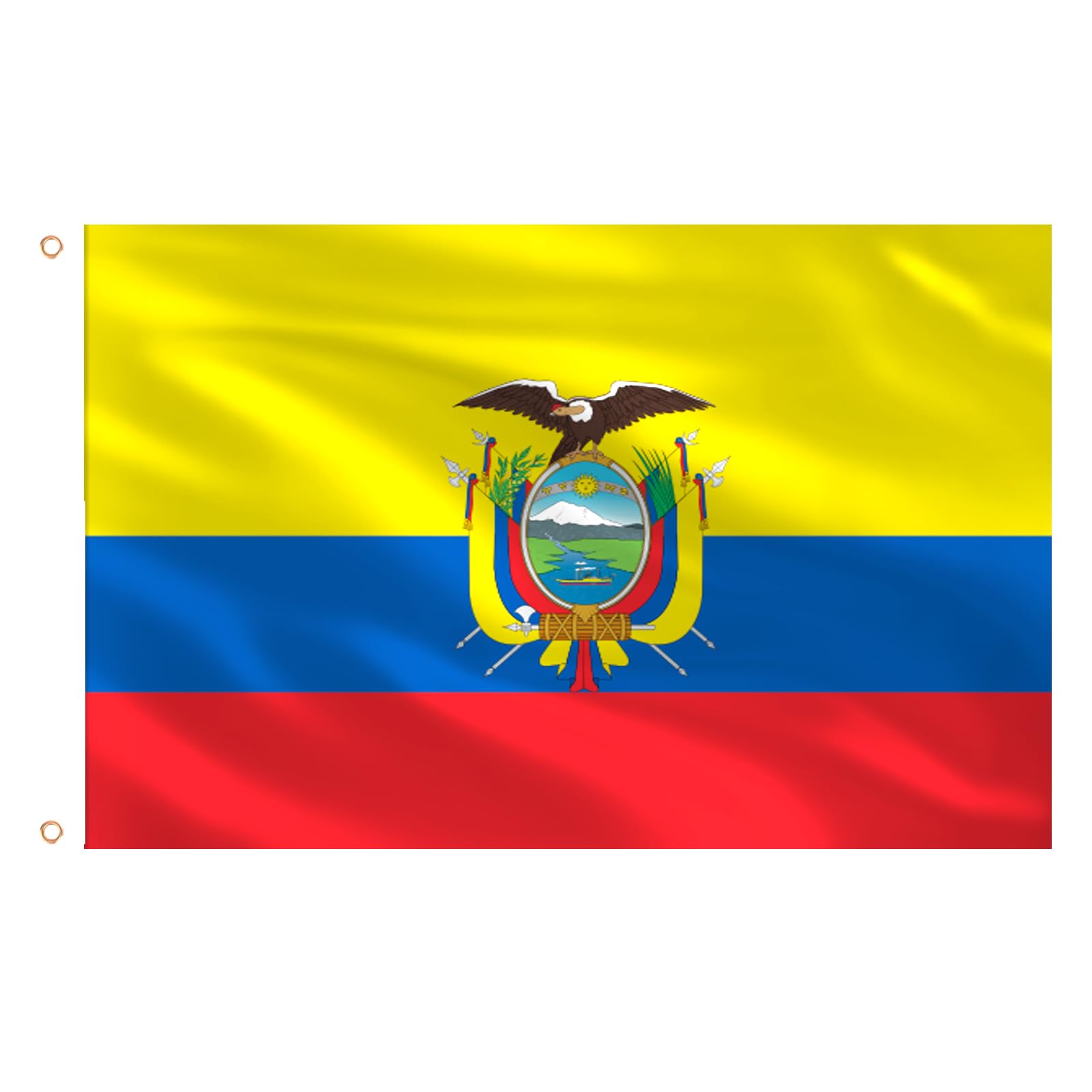 AhfuLife Ecuador Flag 5ft x 3ft for Party Decorations, 2Pcs Ecuadorian Flags Double Side with Brass Eyelets for World Cup Football National Day Garden Street Party Decor (Ecuador, 150 x 90 cm - 2 Pcs) — image 1