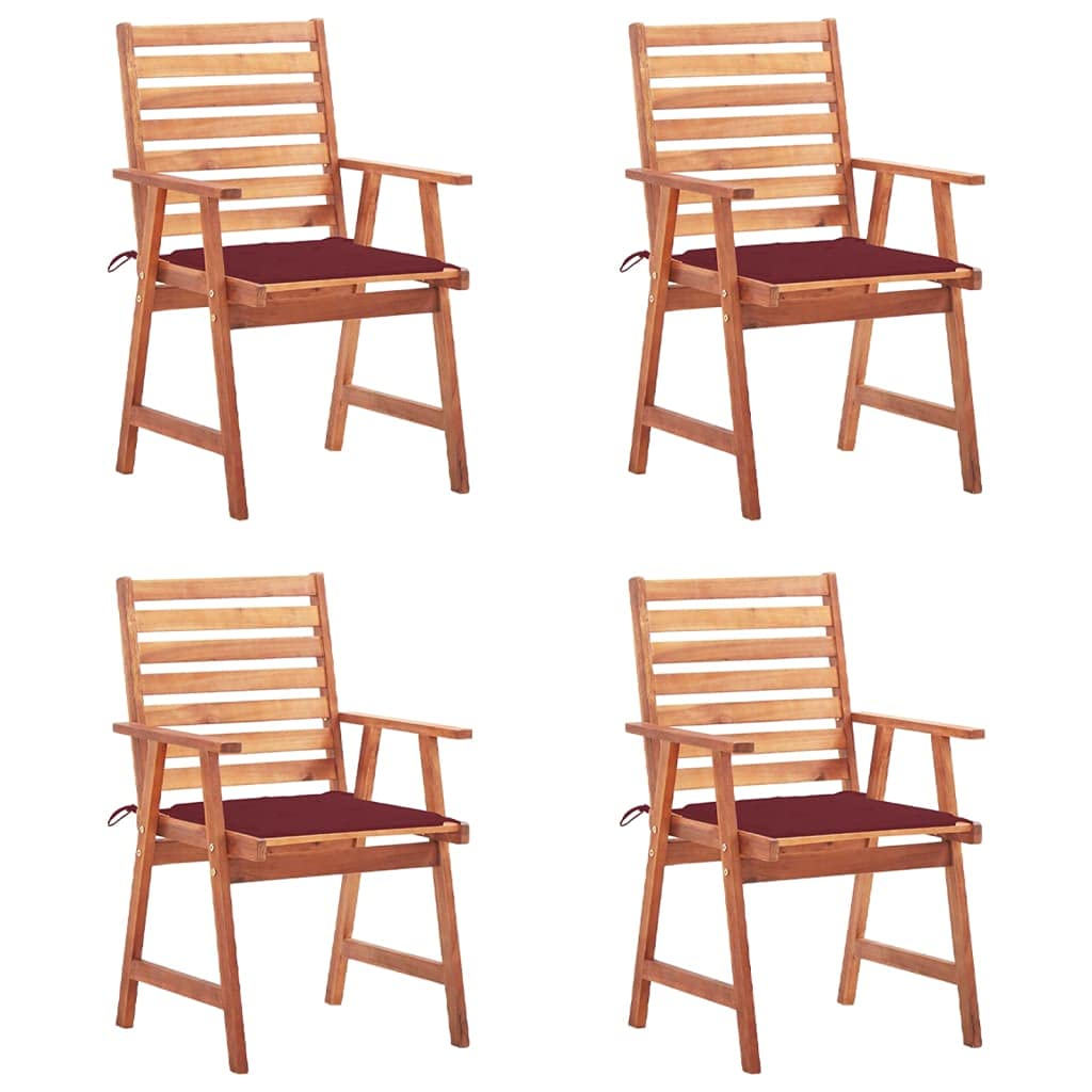 Chaise de Terrasse pour Extérieur et Balcon en Bois d'Acacia Lot de 4
