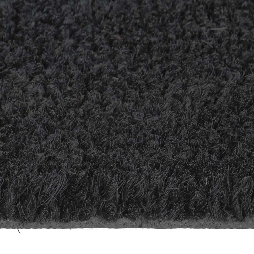 Felpudo negro semicircular 60 x 90 cm fibra de coco con protección antideslizante para entrada, pasillo, pasillo, terraza, balcón, jardín, interior y exterior