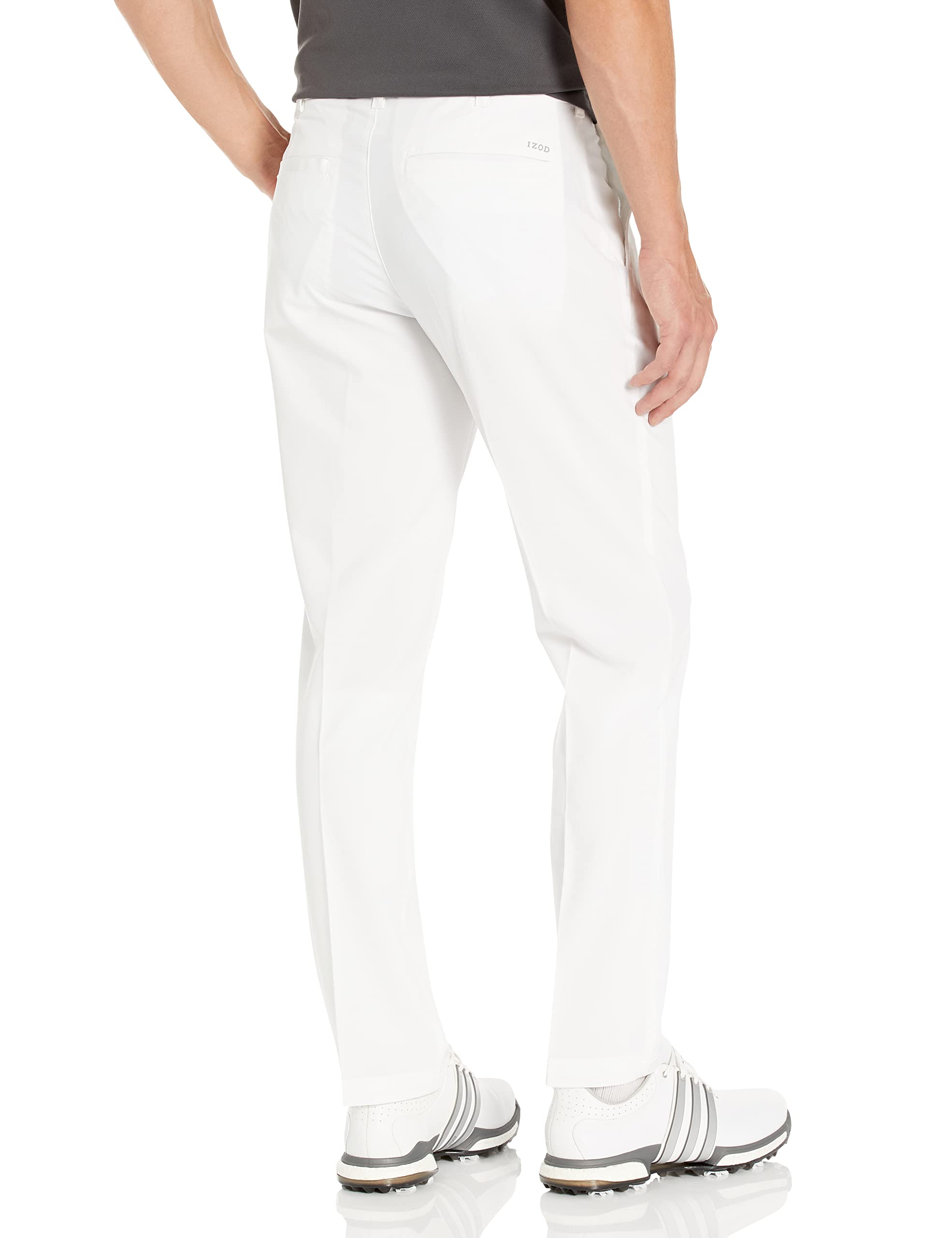 IZOD Men's Straight Fit Golf Swingflex Pant, Bright White, 36W x 30L