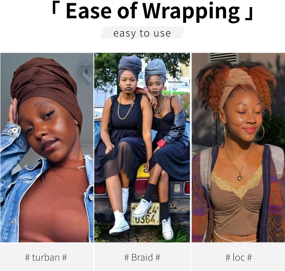 Head Wraps for Black Women Breathable Headwraps Scarf Long Hair Wraps Soft Wide Headbands Headscarves for Locs - Image 5