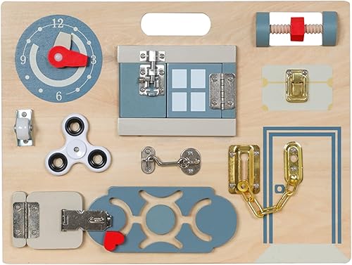 Smartwo Montessori - Tabla de actividades para niños pequeños, juguete sensorial de madera para habilidades motoras finas, habilidades para la vida,