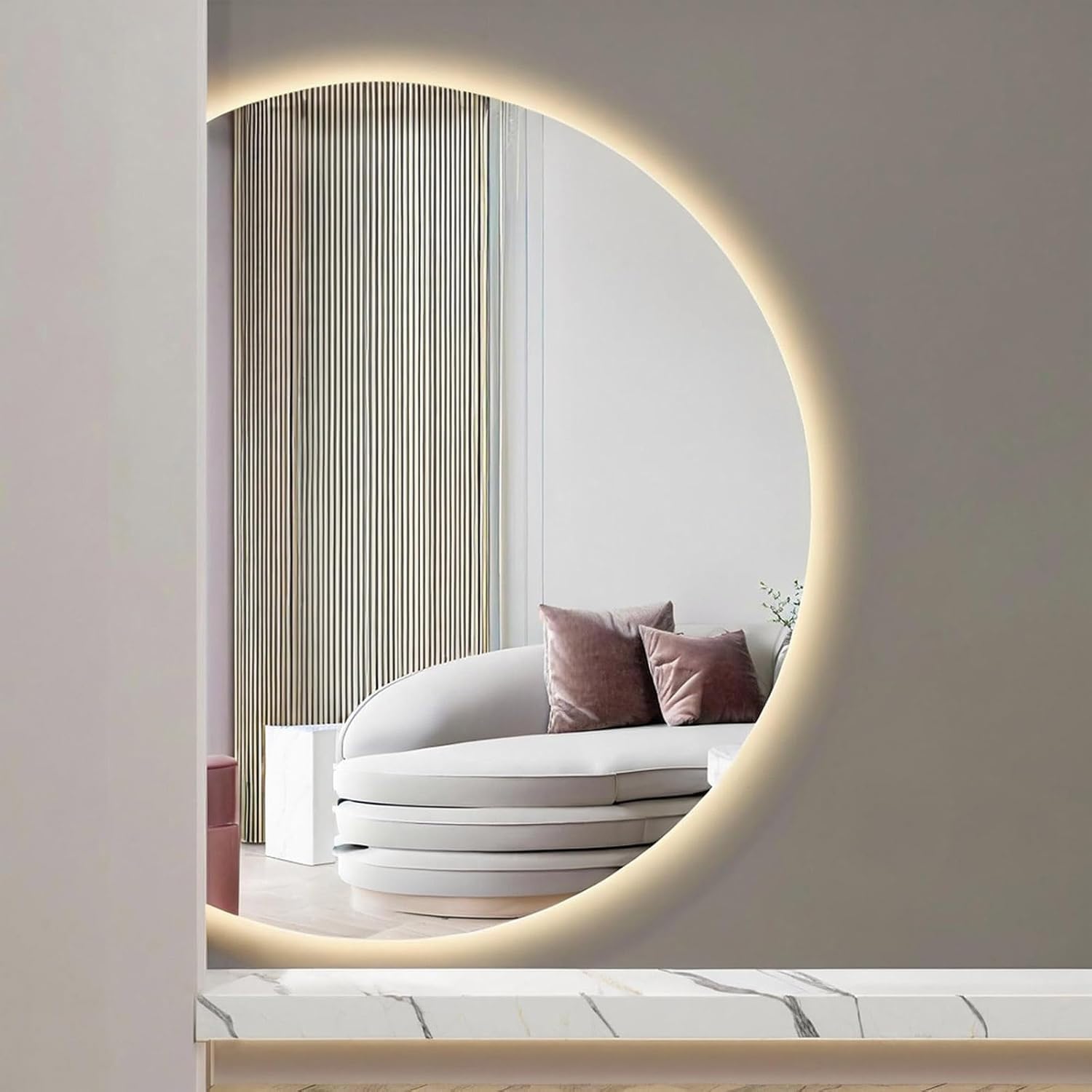 Miroir LED de salle de bain gradable avec 3 couleurs de lumière et profil 90cm