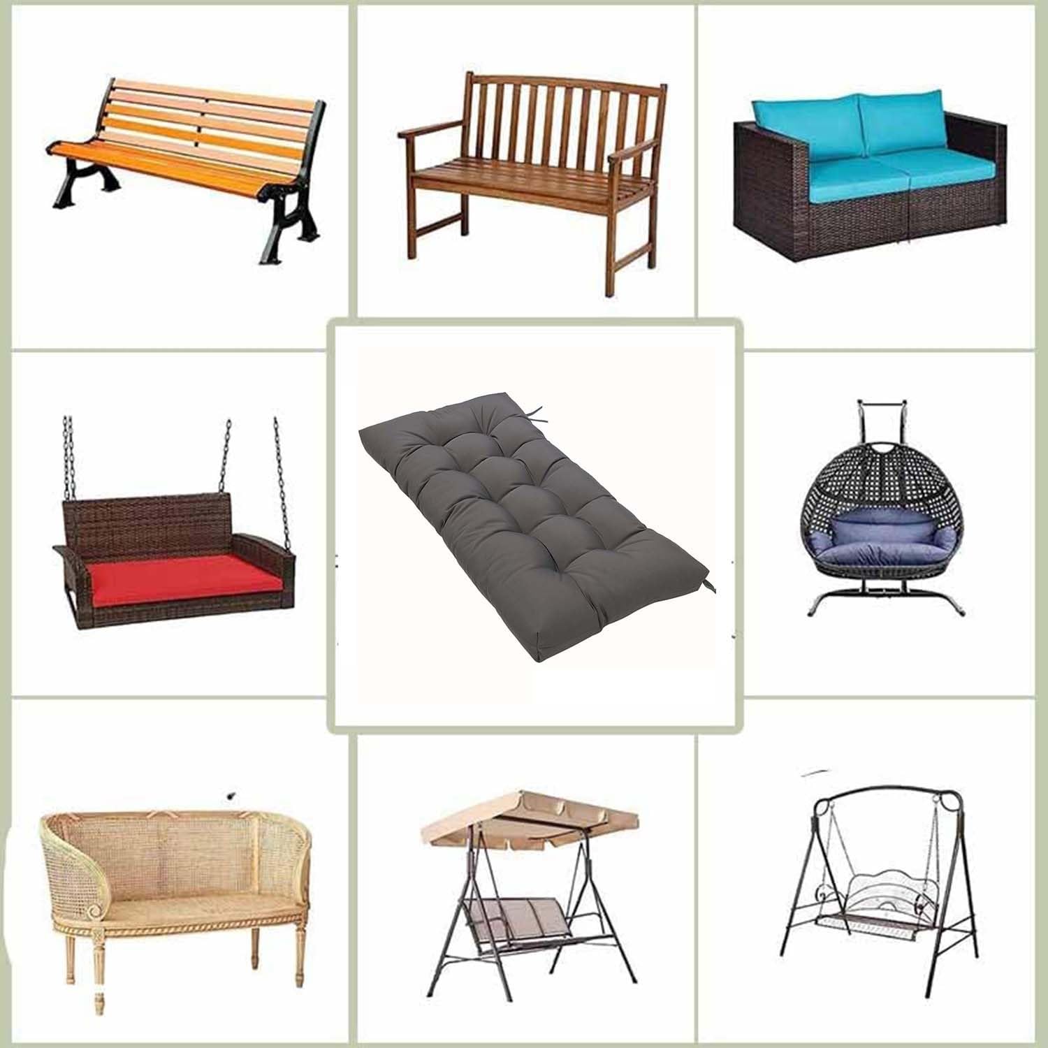 Cuscini Per Mobili da Giardino, Cuscini per Panca 130x50cm, Cuscino Antiscivolo Per Sedia A Dondolo Cuscini per Panca da Esterno/Interno Lavabile(H)