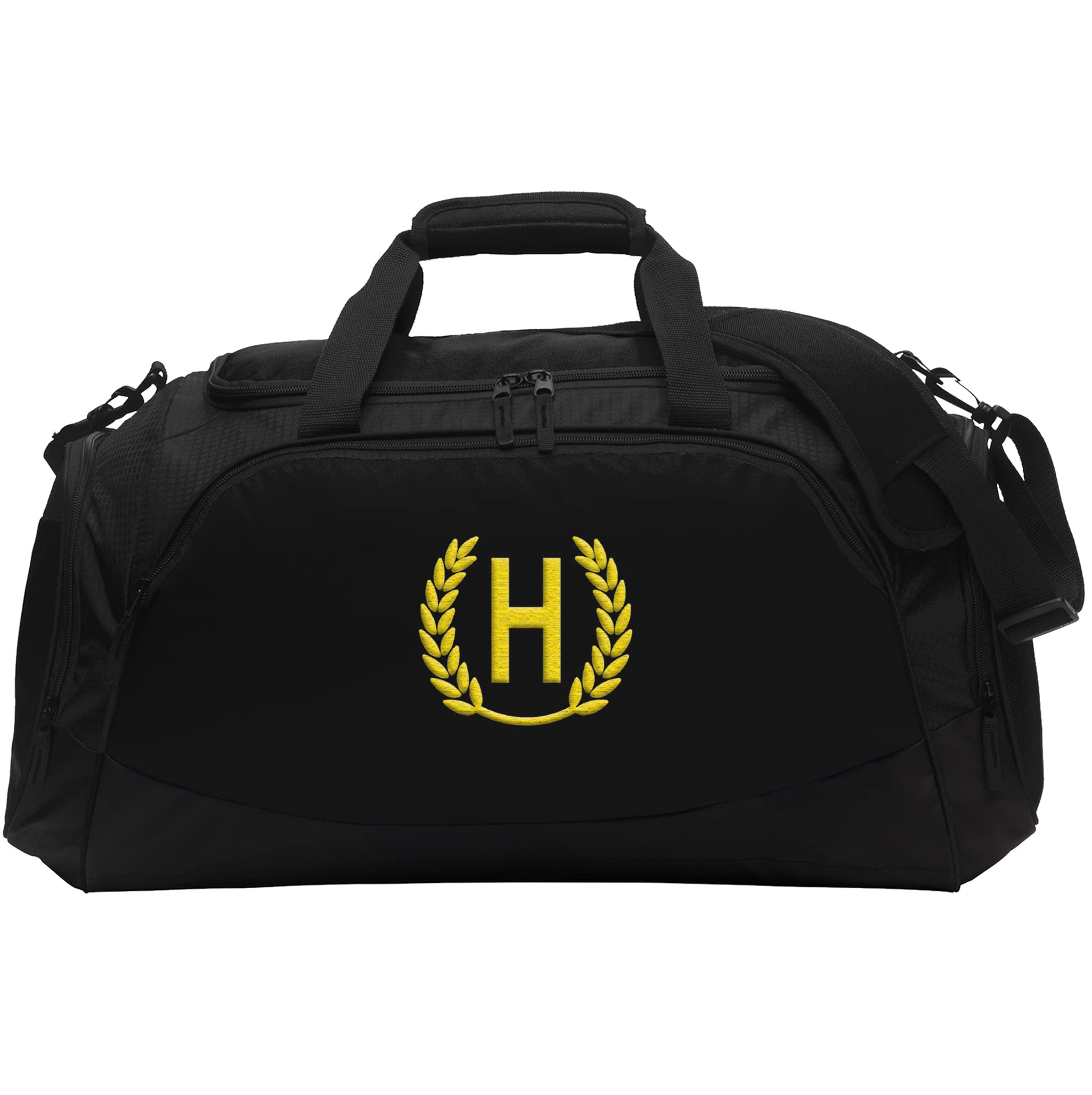 Custom Sport Duffel Bag Add Your Embroidered Monogram Medium Active Sport Gym Travel Duffel Bag Black Black