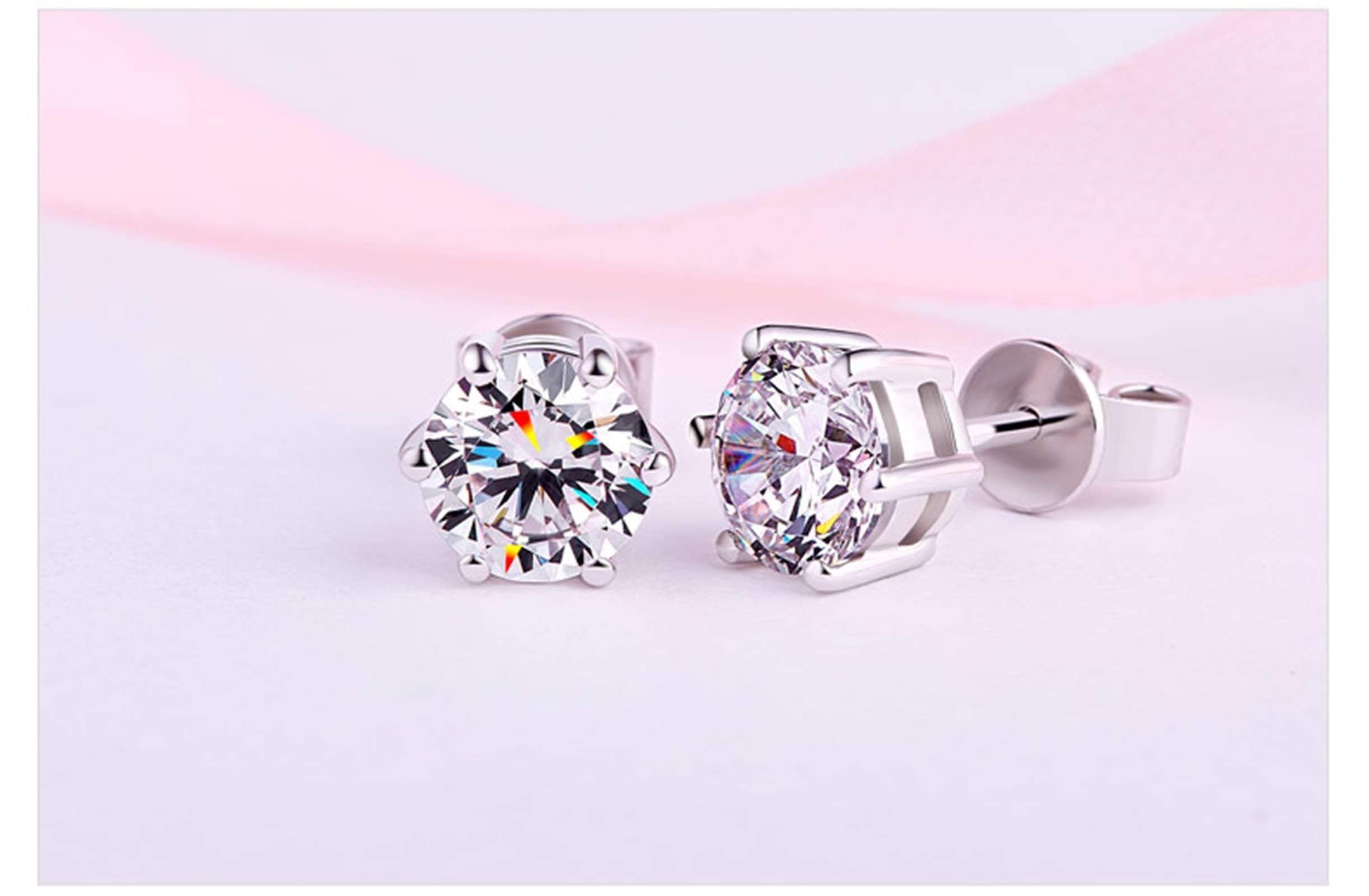 AMDXD Weißgold 18 Karat 750 Ohrstecker Weihnachten Echt Goldschmuck, Labor Erstellt Diamant Klassiker Damenohrringe Brillantschliff, Damenohrringe 18K Gold