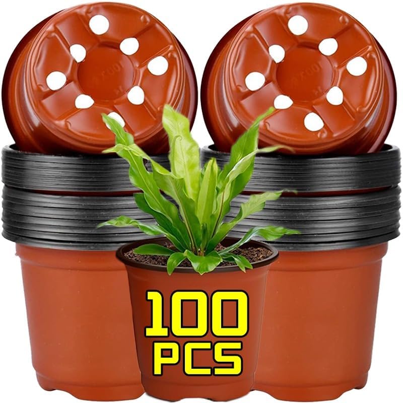 Plastic Seeding Nursery Pot Black Red Plants Pots Seedling Cups Grow Box Planters Home Garden Potted Container(100PCS)