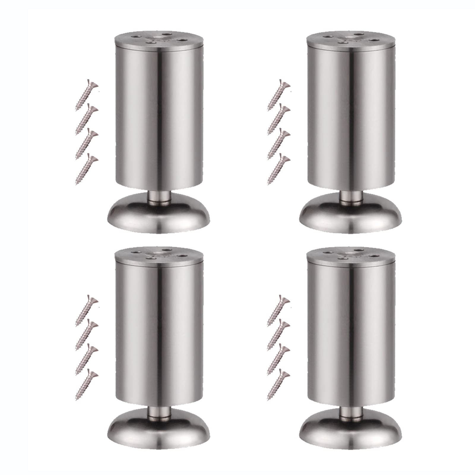 Patas de mesa de acero inoxidable ajustables de 20 cm, para sofá, escritorio, armario, 4 patas de muebles para baño y cocina, diseño moderno, acabado blanco