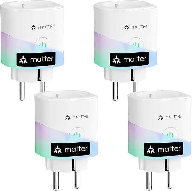 meross Matter WLAN Steckdose mit Stromverbrauch, Smart Steckdose mit Stromzähler für Balkonkraftwerk, funktioniert mit Apple Home, Home Assistant, Alexa und Google Home, Sprachsteuerung, Fernzugriff