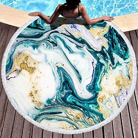 Fullentiart Beach Round Towel,Quick Dry Beach Towel Fluid Art Natural Luxury Magic Effect Ancient Oriental Drawing Technique Kids Beach Towels Beach Towel for Women 60 X 60Inch Microfiber Beach Towel Cover