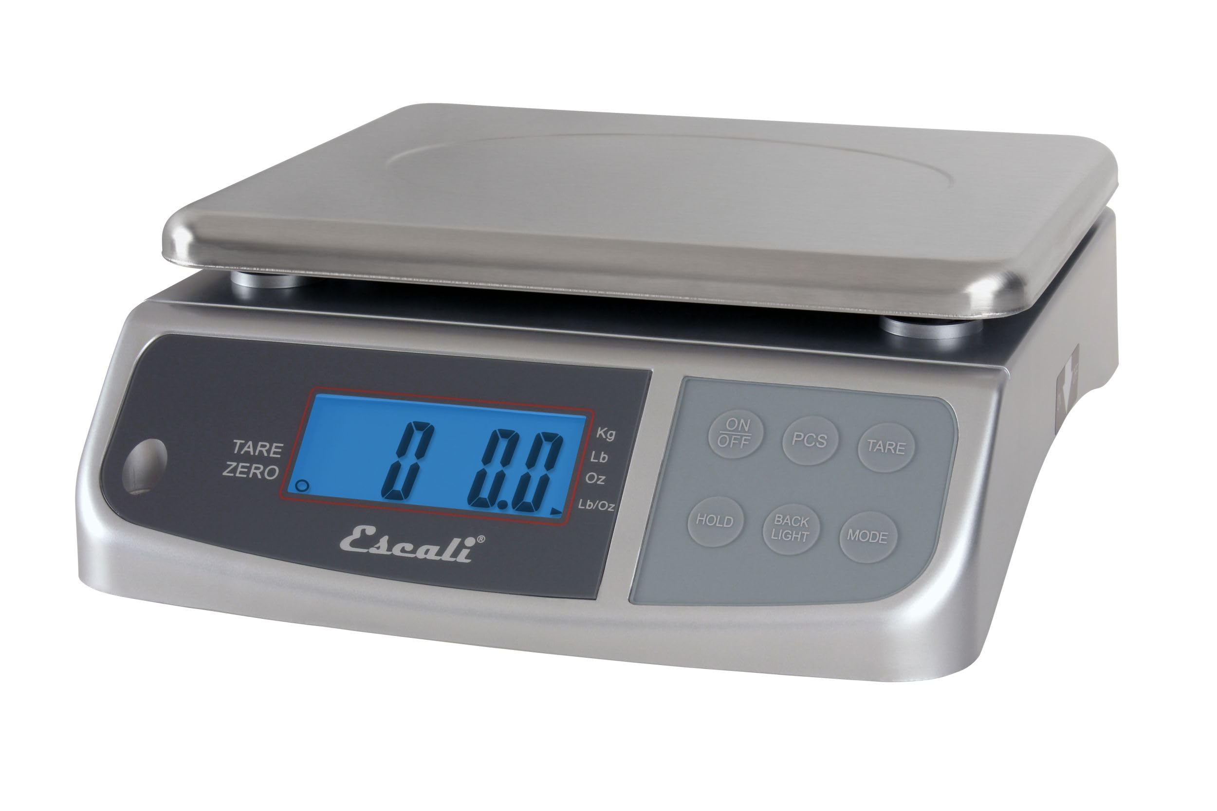 Escali M-Series NSF - Báscula digital de cocina e industrial, capacidad de 66 libras, pantalla doble, a prueba de derrames, acero inoxidable