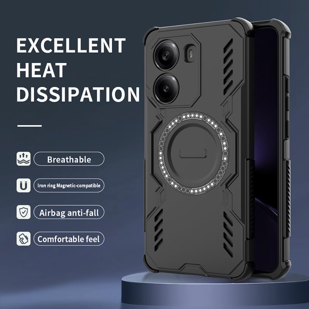 Armor Funda For POCO M7 Pro 5G Case Slide Camera Rotate Ring Stand