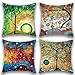 Gspirit 4 Pack Bellissima Albero Cotone Biancheria Decorativo Gettare Cuscino Caso Federa per Cuscino 45x45 cm
