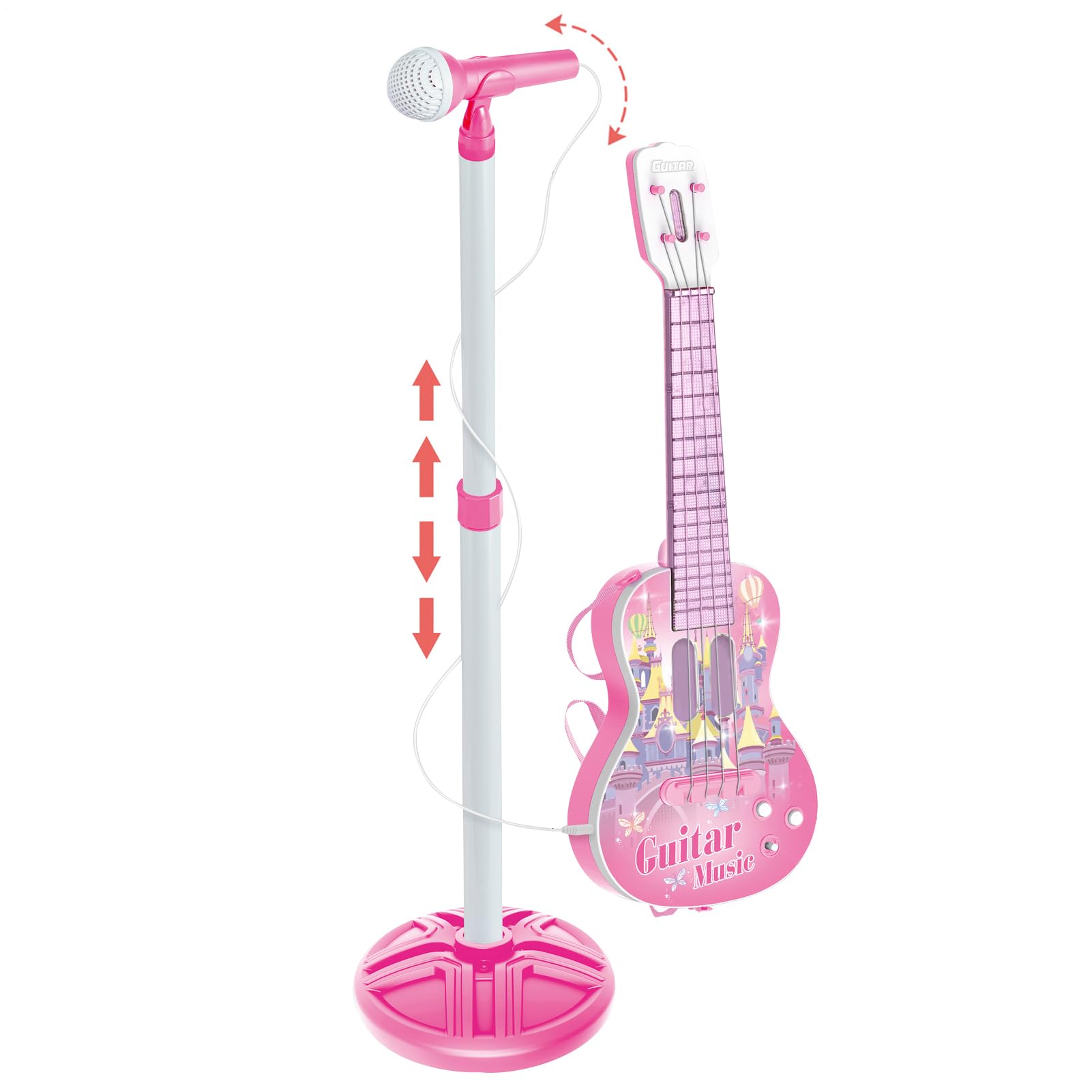 Chitarra Giocattolo Per Bambini Giocattolo Strumenti Musicali | Kit Apprendimento con Chitarra e Microfono Per Viaggi Camera Dei Giochi Scuola Asilo Feste Di Gruppo