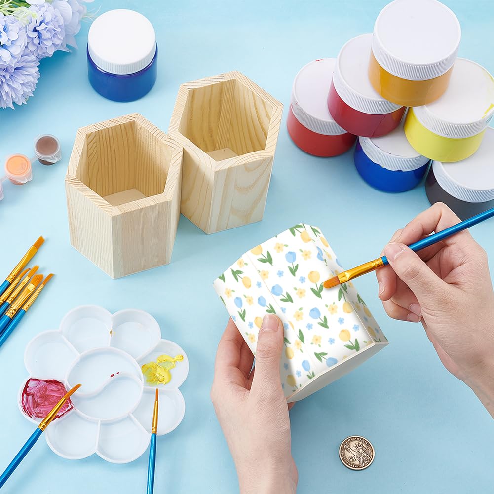 BENECREAT 8pcs Wooden Pencil Holder, Hexagon Shaped Wooden Pen Holder Desktop Organizer Storage for Desk Multi Purpose Use Home School Office Supplies, 9.1x10cm - Image 3