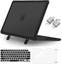 MOSISO Compatible with MacBook Pro 14 inch Case M5 M4 M3 M2 M1 2026-2021 | 4 in 1 Kit Shock-Absorbing Shell with Fold Kickstand, A3427 A3426 A3434 A3112 A3185 A3401 A2918 A2992 A2779 A2442, Black