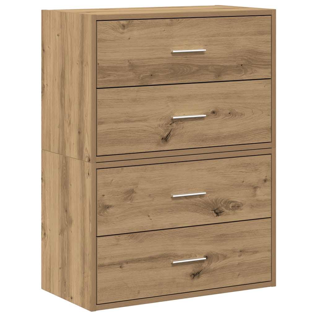 vidaXL Cabinets with 4 Drawers 2 pcs Artisan Oak 60x31x40 cm Engineered — image 1