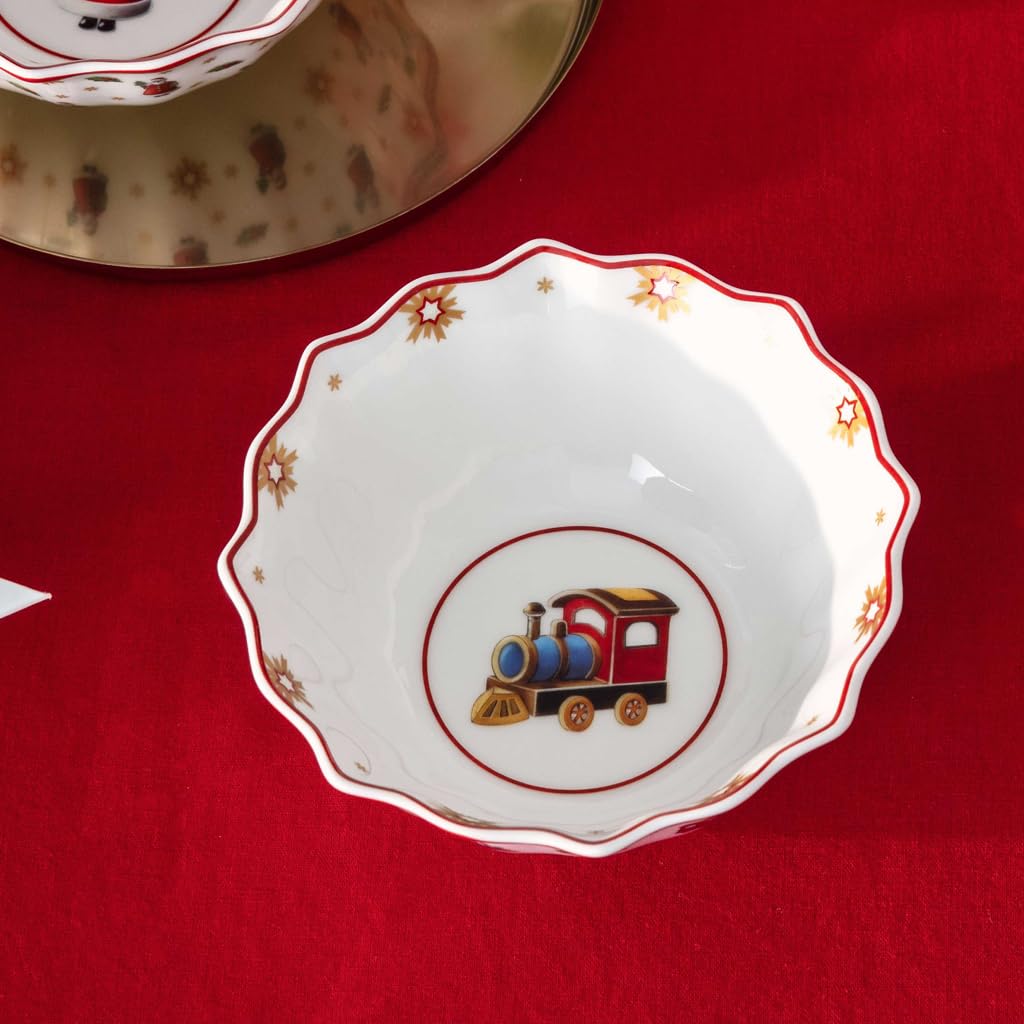 Villeroy & Boch - Toy's Delight set da colazione per 2, motivo locomotiva 6 pezzi multicolore, Natale, servizio con piatti da colazione, tazze e ciotole, stoviglie natalizie, porcellana Premium