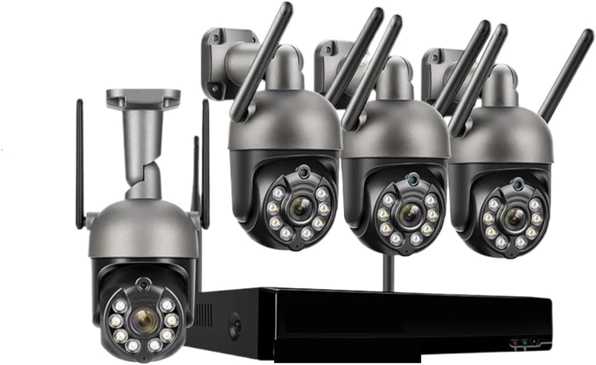 8CH 3MP Wireless Security Camera Kit WiFi PTZ IP Camera Outdoor Auto Tracking Two-Way Audio Full Color Night CCTV Video(1T,8CH NVR 8 Cameras)