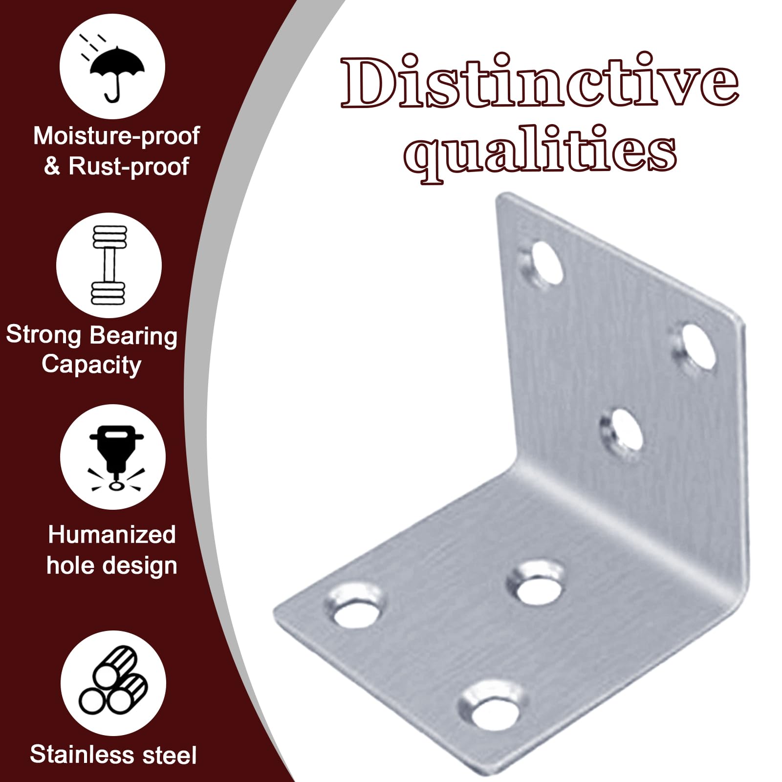 25-Pack 40mm x 40mm Right-Angle Brackets, 2mm Thick Silver Stainless Steel - Image 4