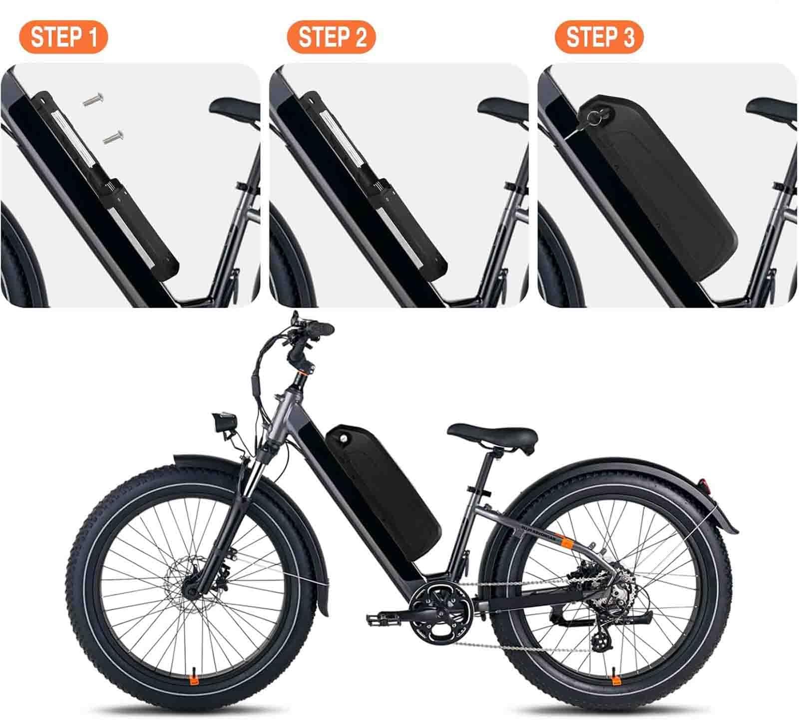 Ebike Akku 48V 20AH Eingebaute Elektrofahrrad Batterie 48V 20AH eingebauter BMS mit Ladegerät 48V 20000MAH Fahrrad-Batterien für 1000W 750W 500W 350W 200W Motor