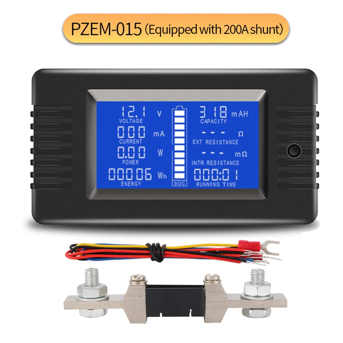 PZEM015 Digital DC 0-200V Current with 200A Shunt Car Battery Tester Meter Monitor 12V 24V 48V