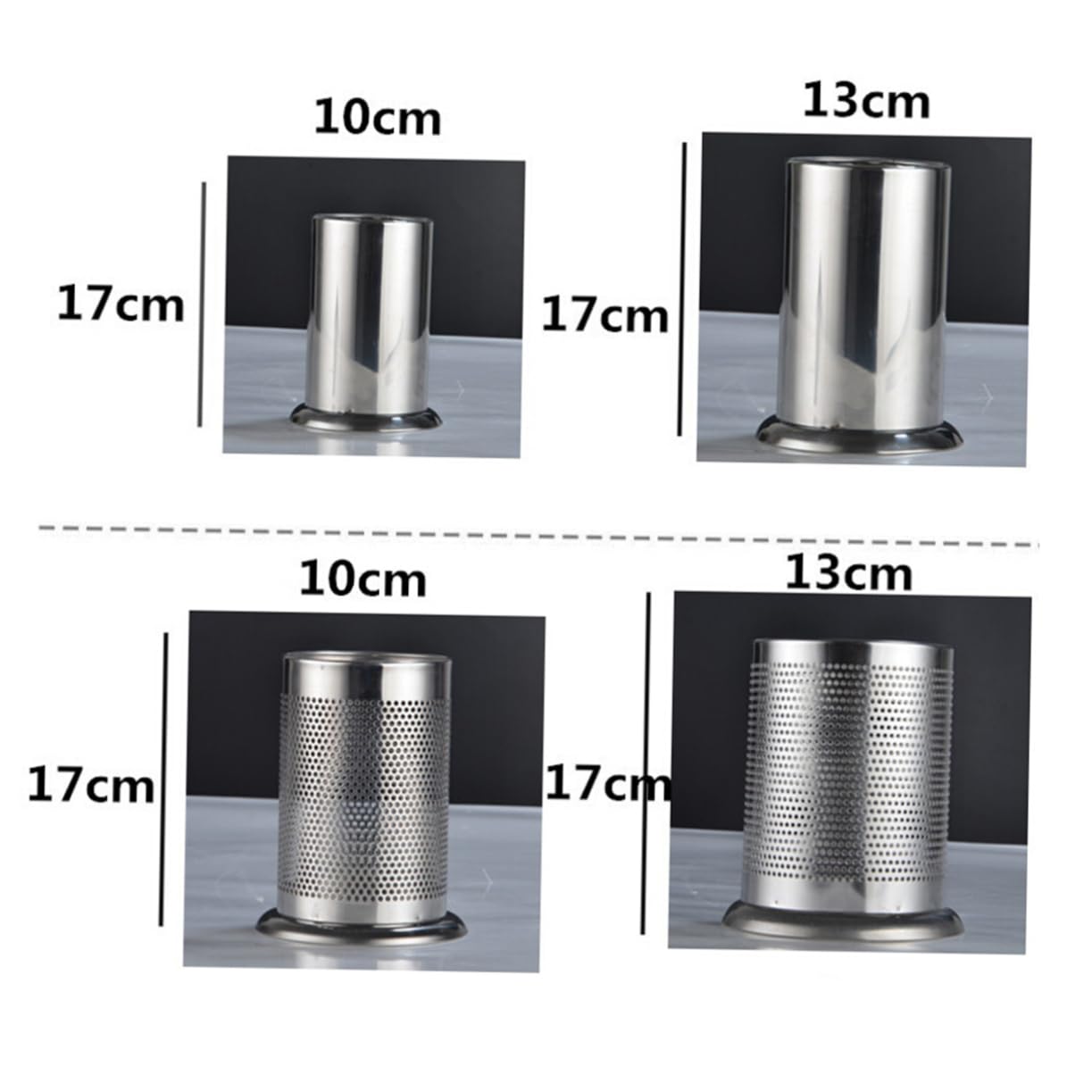 OUNONA Thicken Stainless Steel Utensil Holder Sturdy Countertop Storage for Kitchen Tools Easy to Clean and Design Sleek Finish