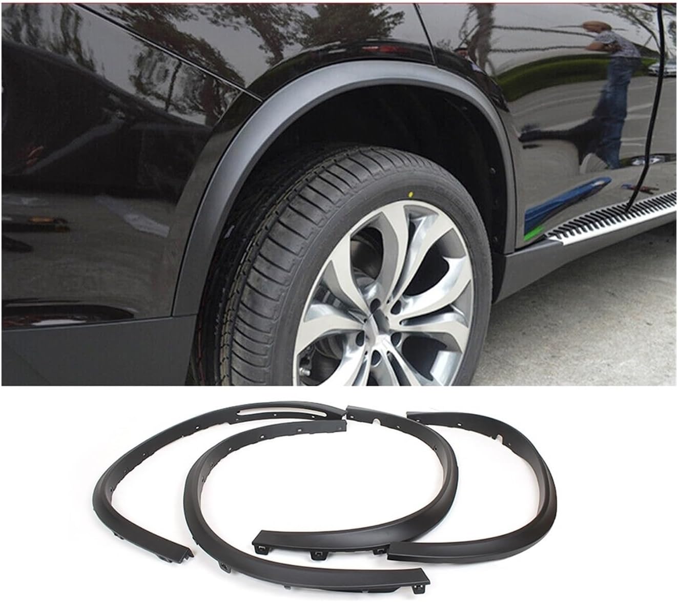 4PCS/set PP Black Car Fender Flares Compatible For BMW F15 X5 2014-2016 Wheel Arch Molding Trims