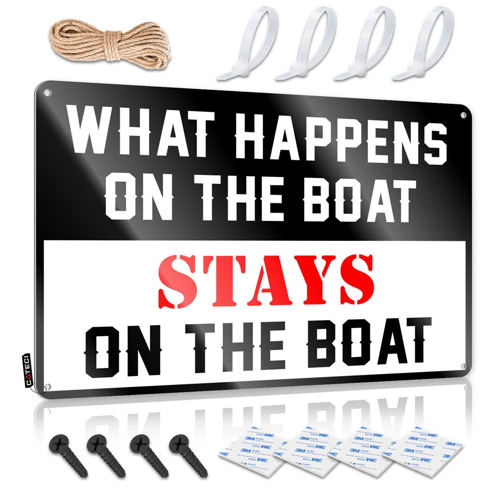 Bar Sign Metal What Happens On The Boat Stays On The Sign Cave Door Sign Bar Accessories Man Cave(30X40CM)
