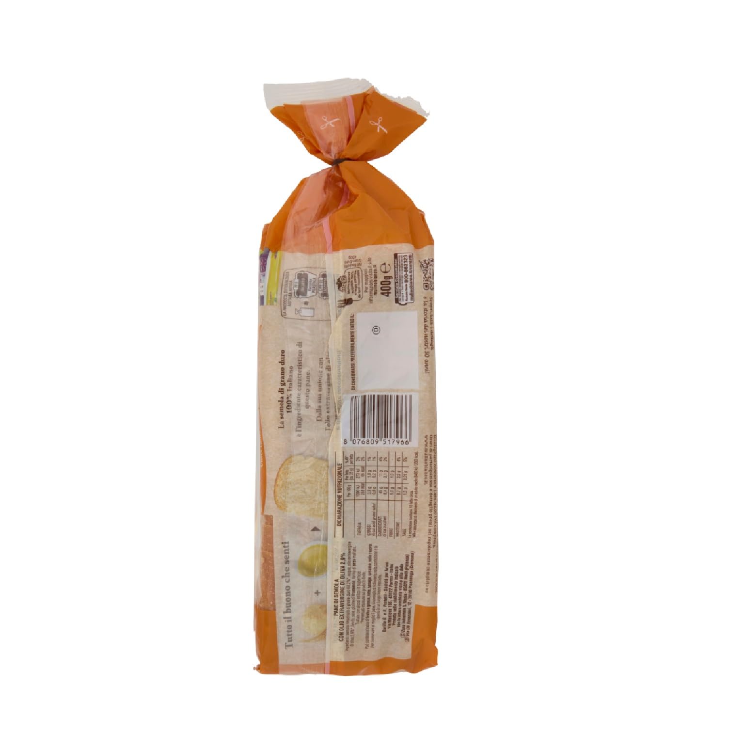 Mulino Bianco Pan Bauletto al Grano Duro 400g, Hartweizengrießbrot 8x400gr + Italian Gourmet polpa 400gr