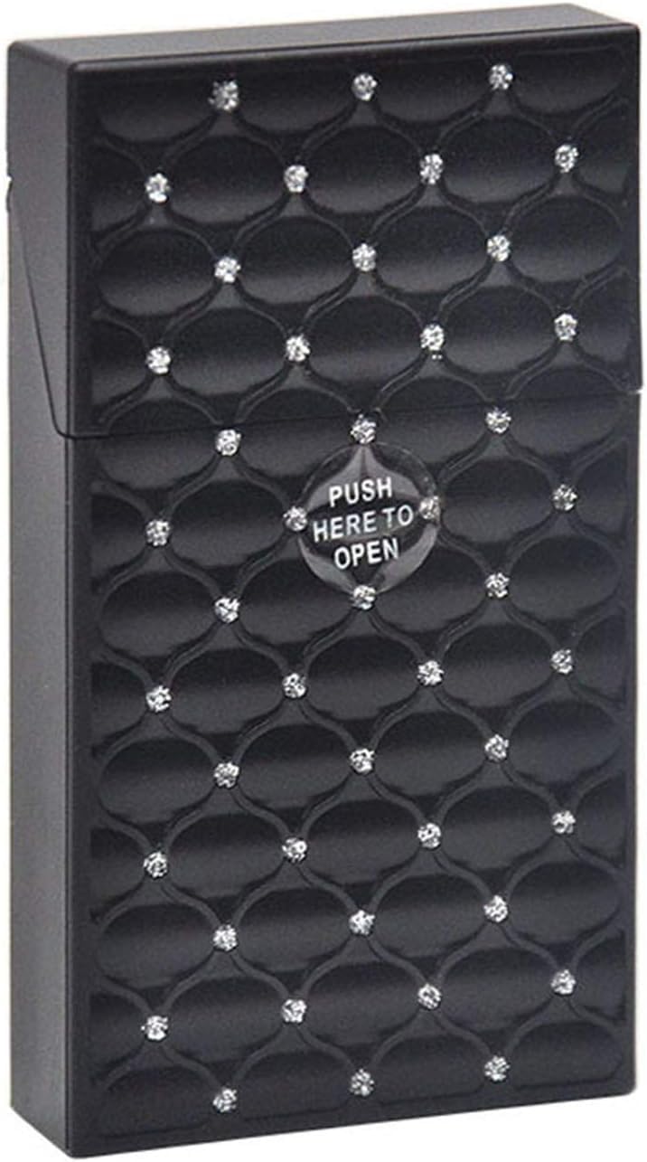 SUPER KING SIZE CIGARETTE CASE Box CIG PACK Cover Superking Cigarettes Rhinestone Effect Novelty Gift by Ash (BLACK)