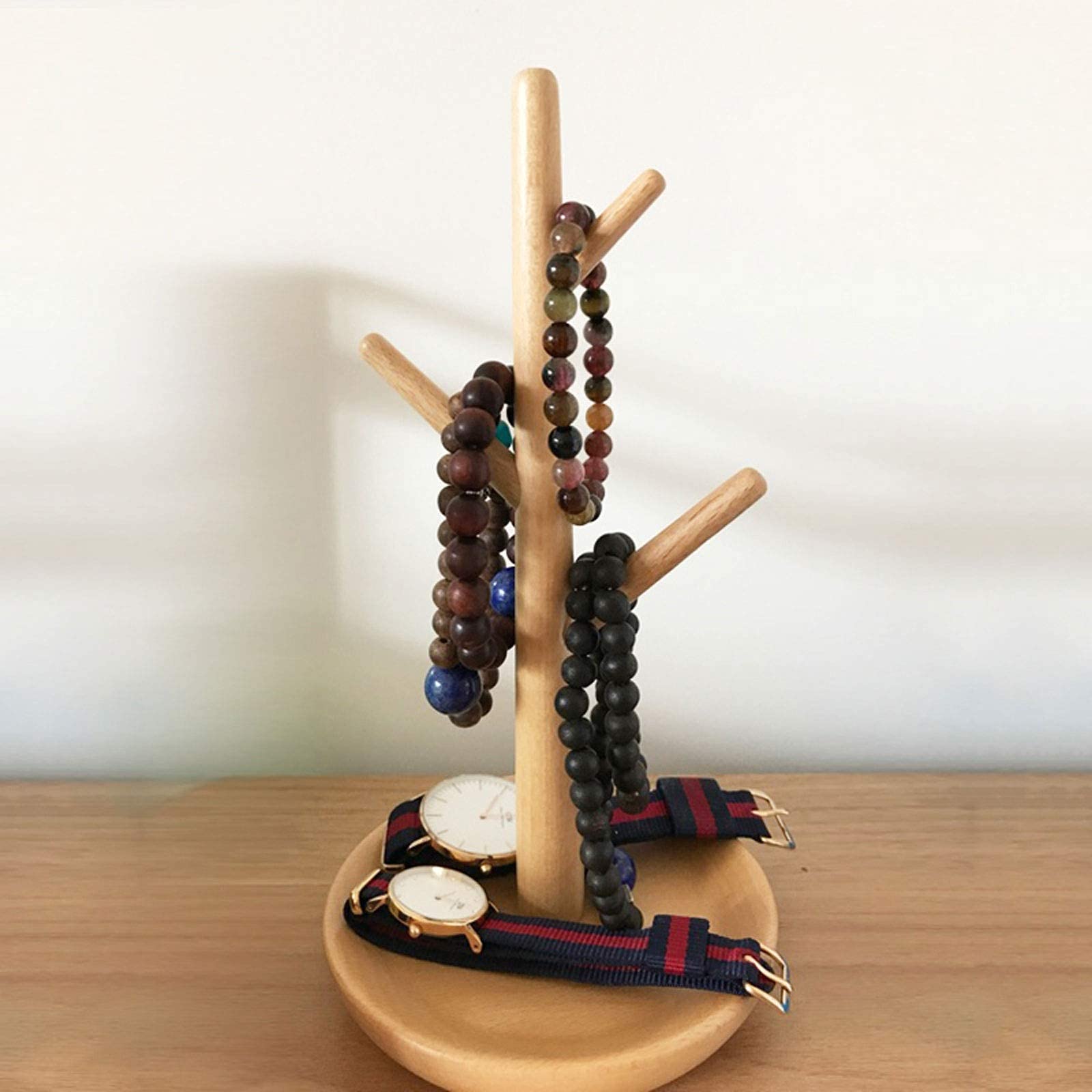 Anzeige Schmuckkasten Schmuck Baumständer for Halsketten, Armbänder, Armreifen und Ringe Holzschmuckseitenständer Tischplatte Hängende Schmuckhalterinhaber und Display, Natürliche Farbe Schmucklager C