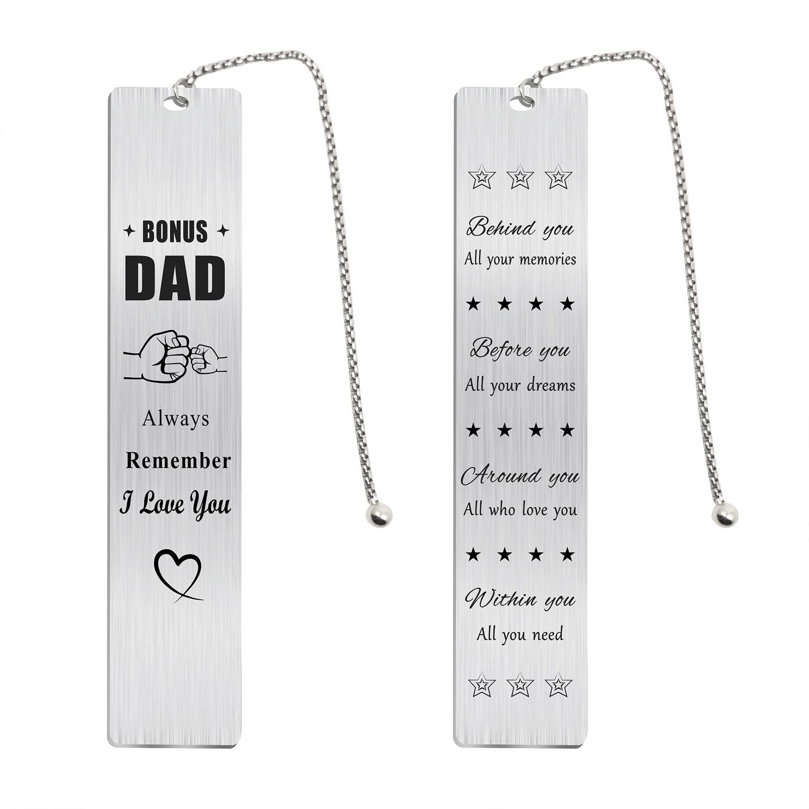 Jzxwan Bonus Dad Gifts, I Love Step Dad Bookmark, Stepdad Gifts for Birthday, Personalized Stepdad Adoptive Dad Presents