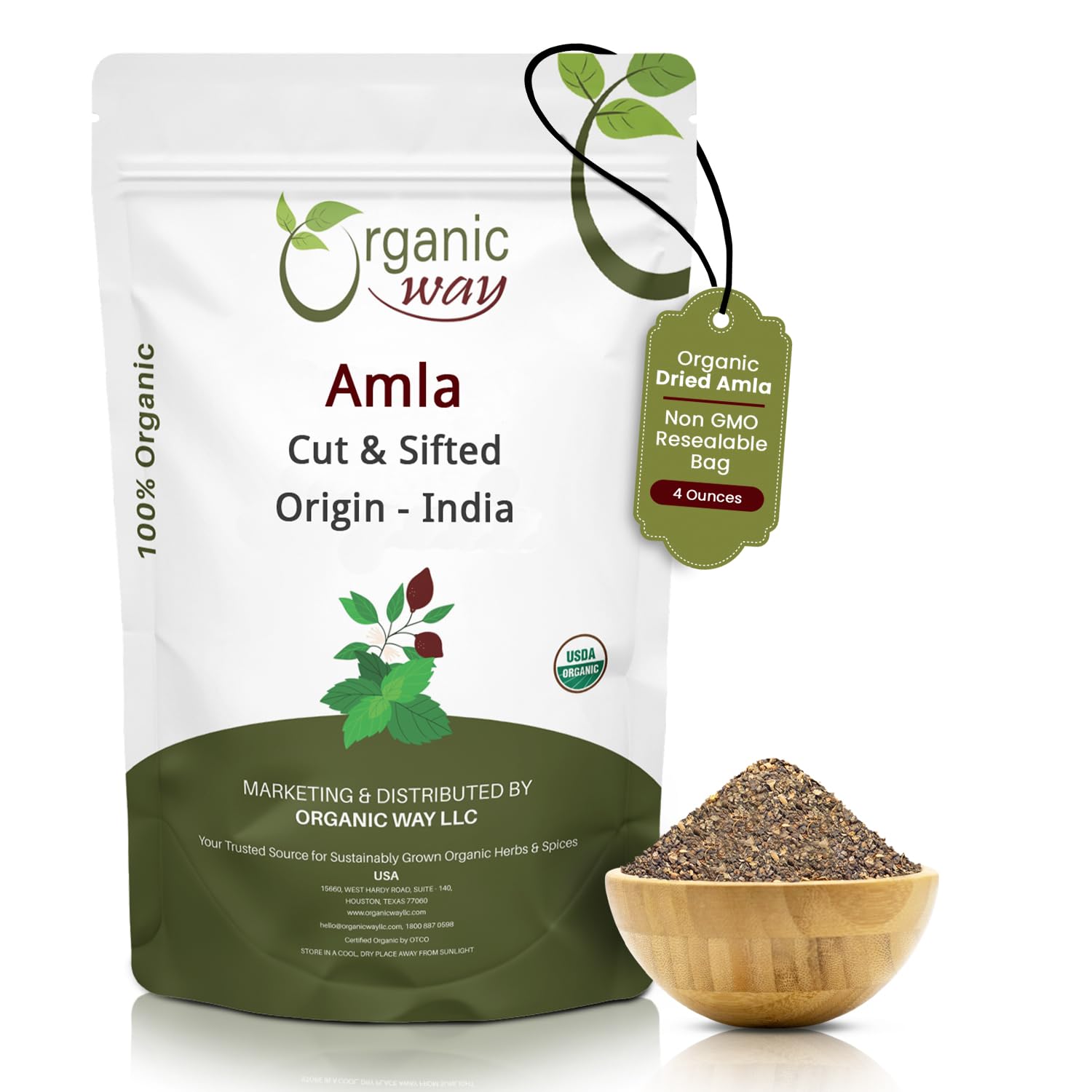 Organic Way Dried Amla/Indian Gooseberry Cut & Sifted (Phyllanthus emblica) - Organic & Kosher Certified | Raw, Vegan, Non GMO & Gluten Free | USDA