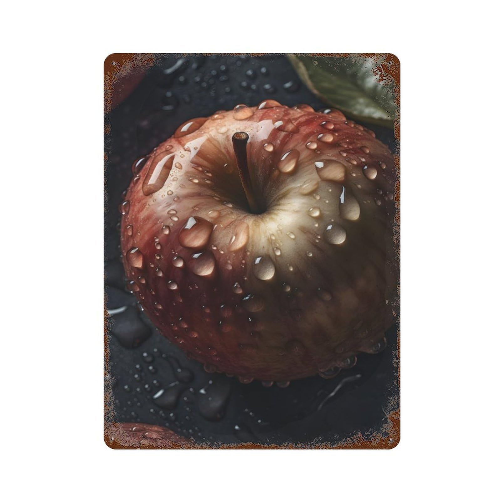 Garage Style Apple Rusty Metal Tin Sign 15.7"x11.8", Farmhouse Wall Decor for Bar And Workshop