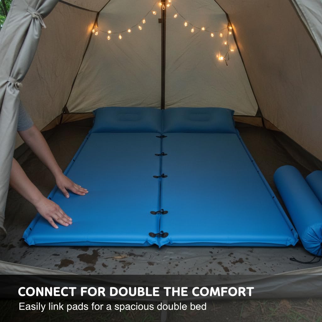 Matelas Autogonflant Camping 3.5cm | Polyester et PVC | matelas anti-humidité | sac rangement inclus | usage extérieur | pour l'extérieur | pour le pique-nique