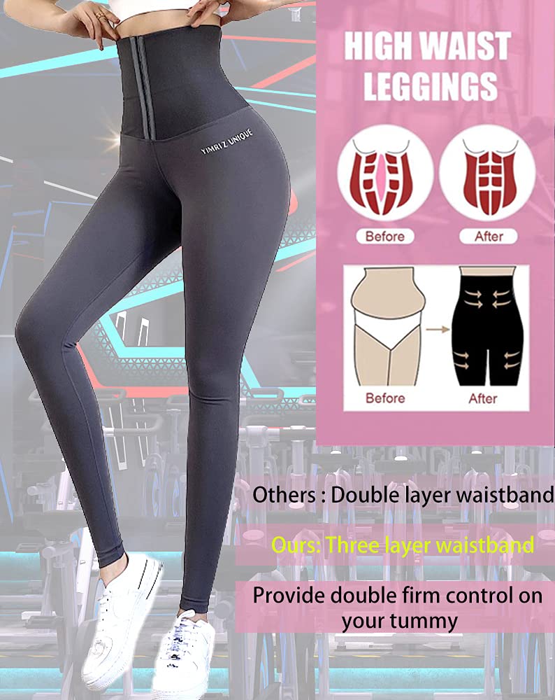 Waist Trainer Yoga High Waisted Long Leggings Ultra-Fit Lower Back Support Legging Grey