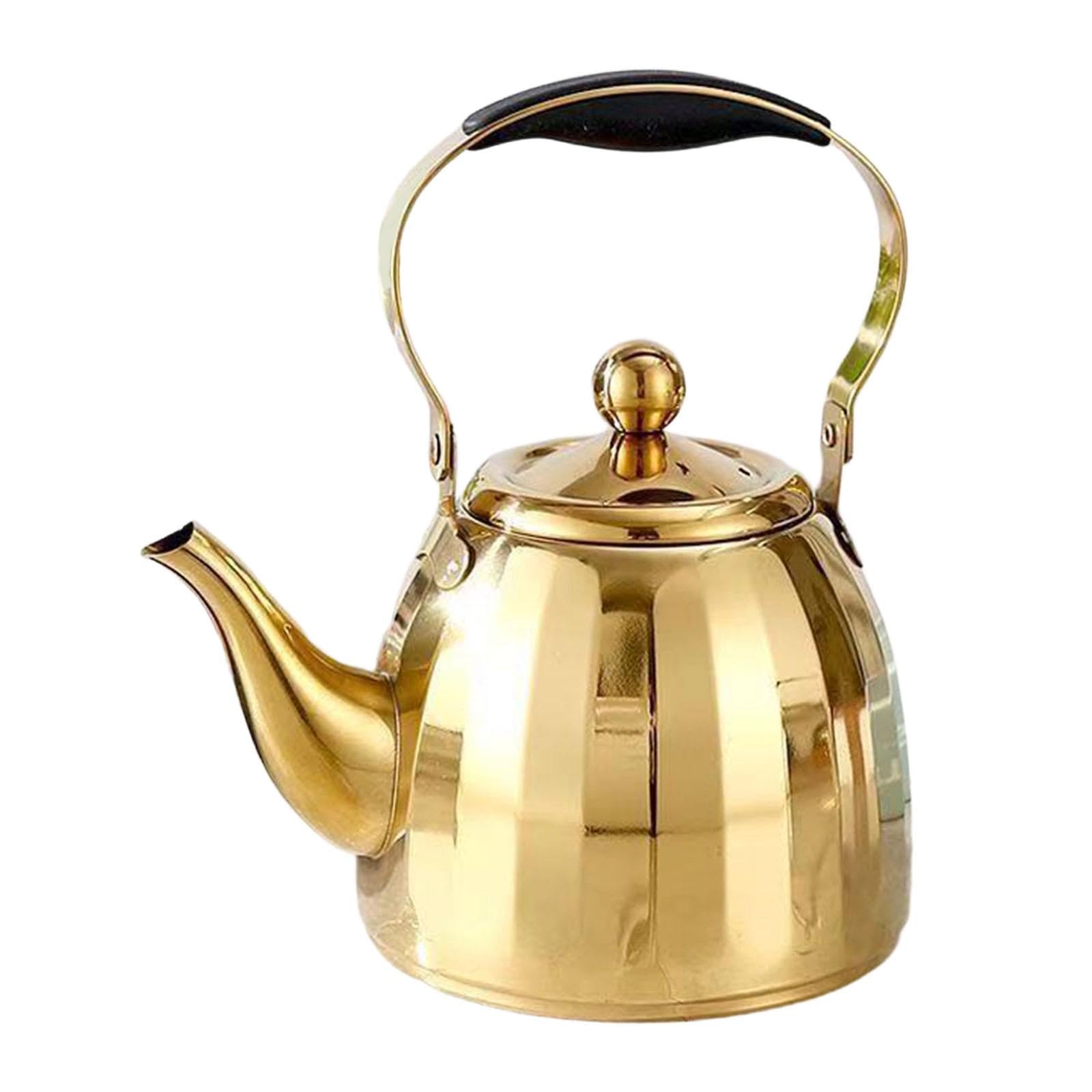 Théière en acier inoxydable dorée 1.5 L au design antirouille