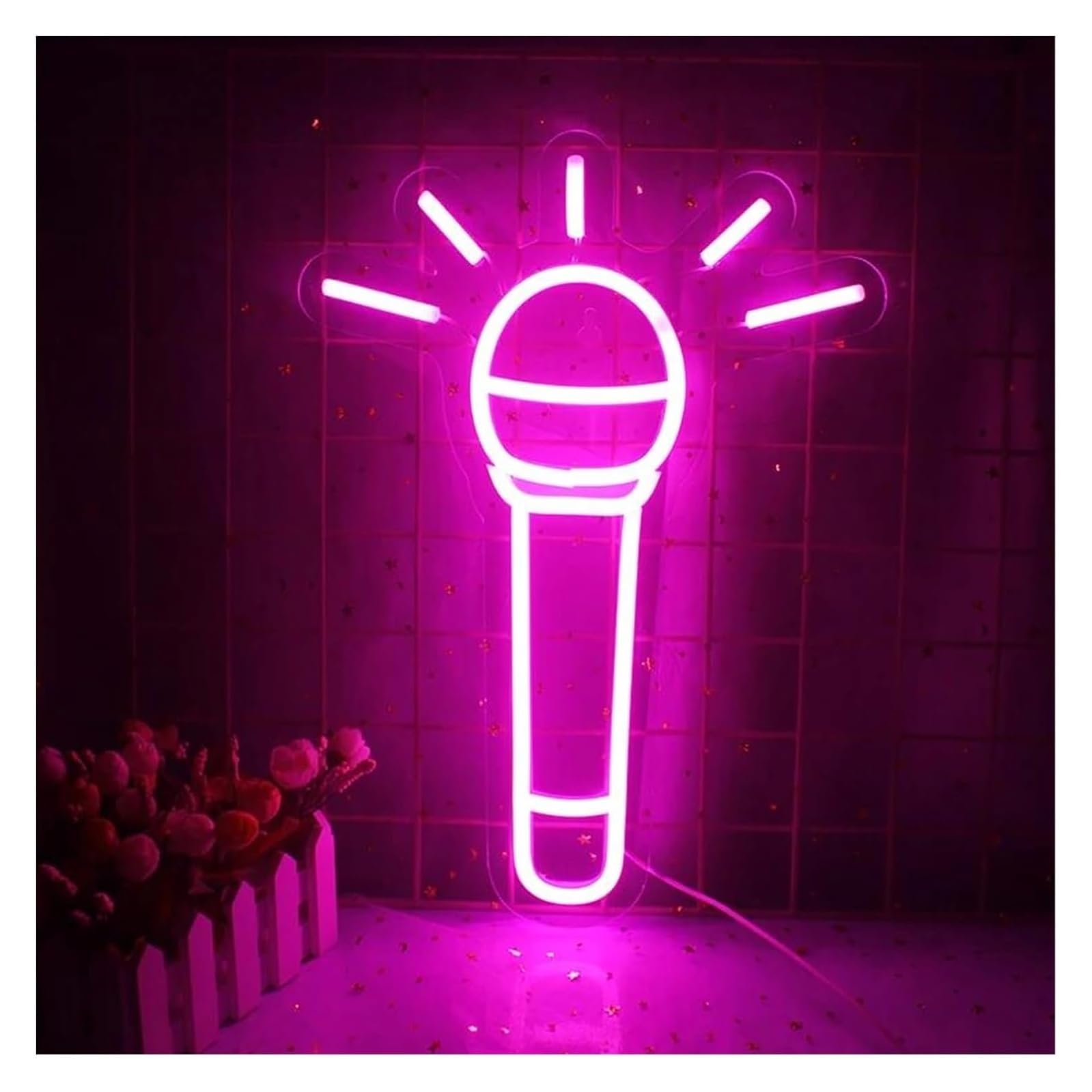 lampe au néon Enseigne au néon LED avec microphone, lampe de nuit interrupteur, décoration murale suspendue pour magasin et maison