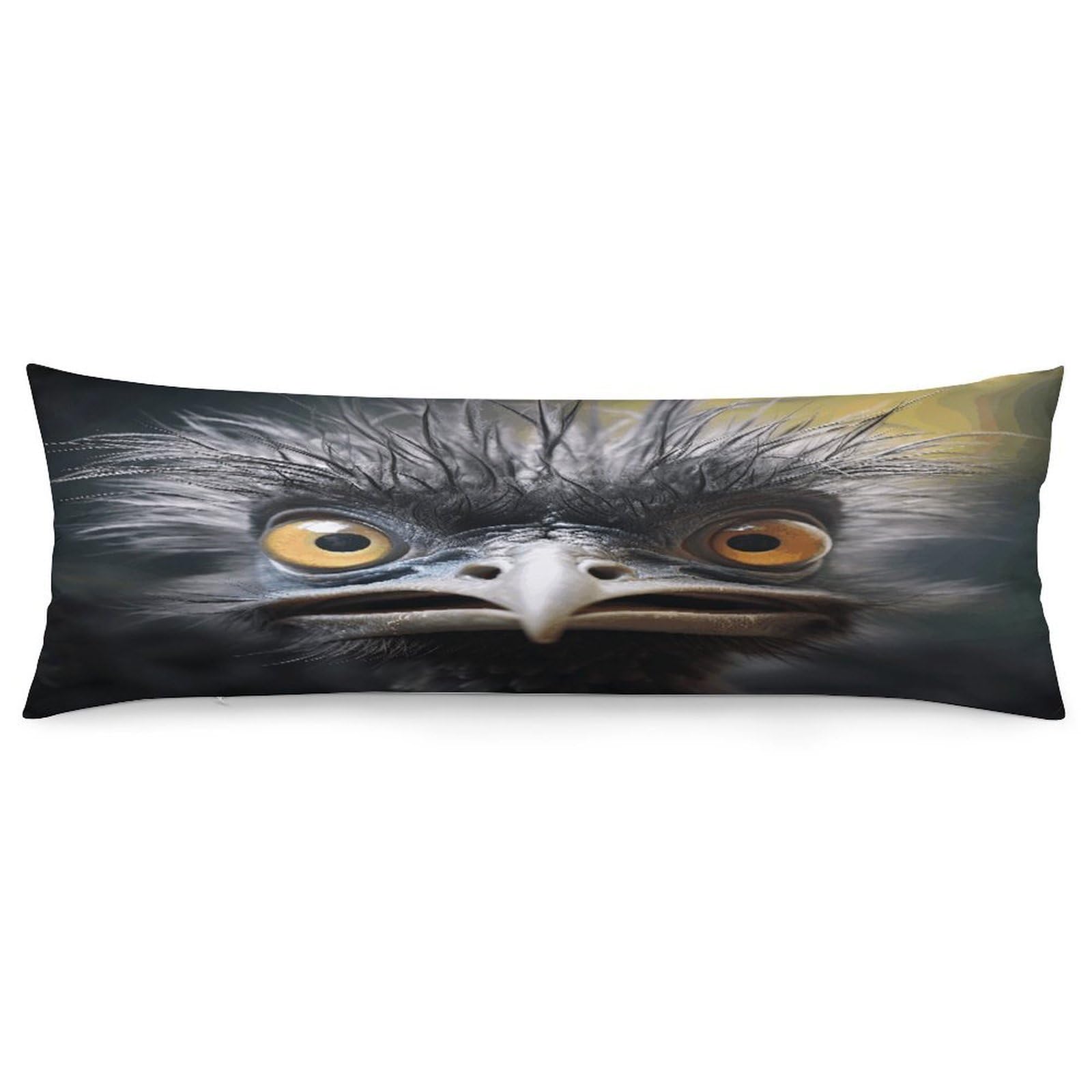Emu Body Pillow Cover Super Soft and Cozy Body Pillowcase Long Side Hidden Zipper Pillow Cases Breathable & Cozy Pillows Case Cover for Fall Winter 19x53 in