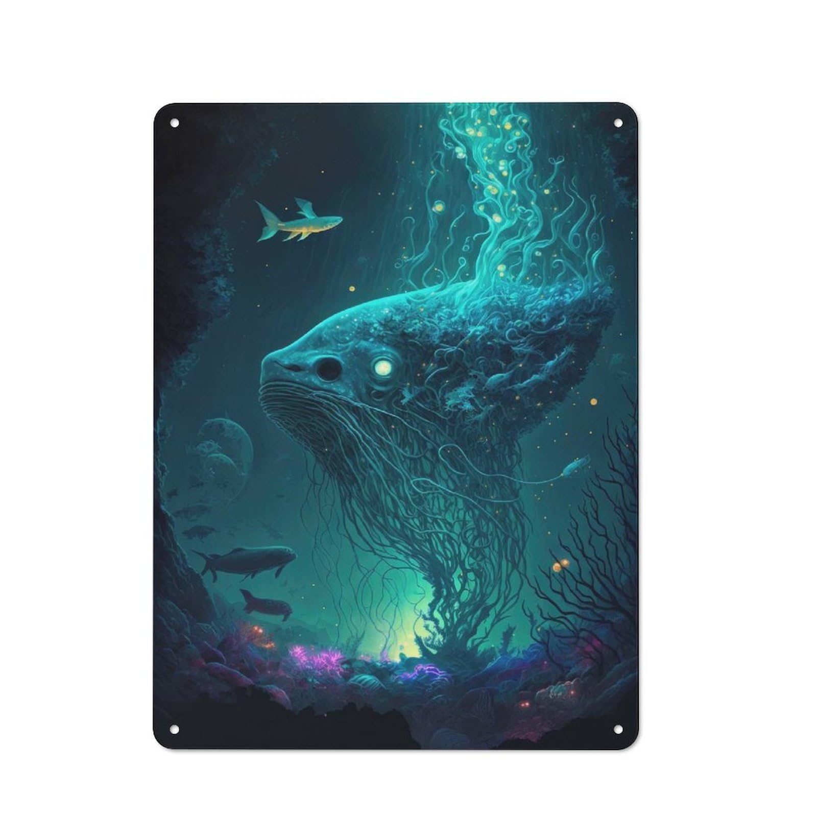 Junmoney Mystical Worlds Ocean Classic Metal Sign 40X30cm Featuring Bar Wall Plaque For Diner, Restaurant, Shed Or Kitchen