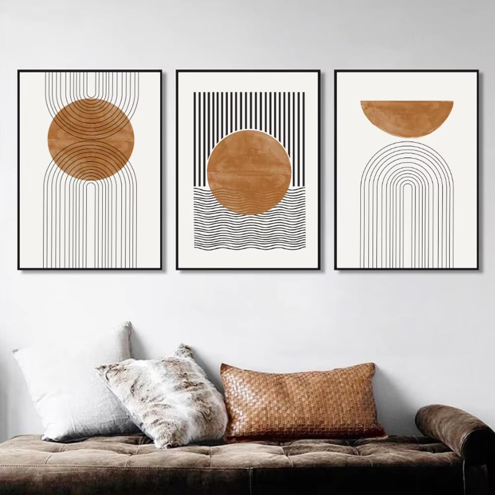 Ihhgnb Multicolor Frameless Simple Line Geometry Posters Printed Nordic Wall Art Pictures Canvas Paintings For Living Room Home Decoration(40X50cm(16X20in) X3/No Frame)