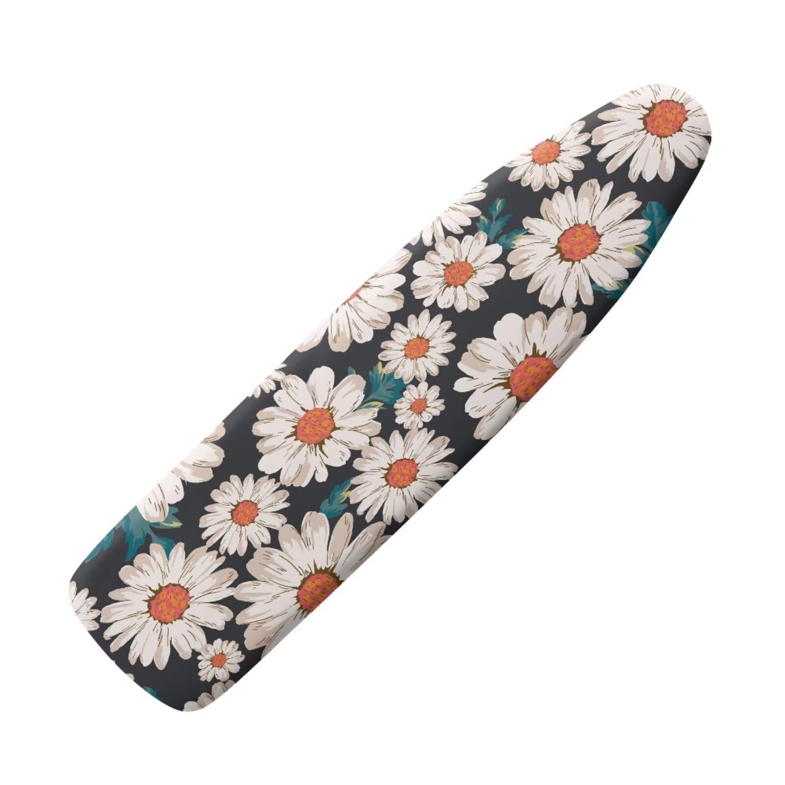 Buxolandt Breathable Ironing Board Cover - Oil Painting White Daisy Easy Installation Wear & Soil Resistant Resist Scorching & Staining - Elasticated Edges & Hook & Loop Straps - 135 x 45 cm