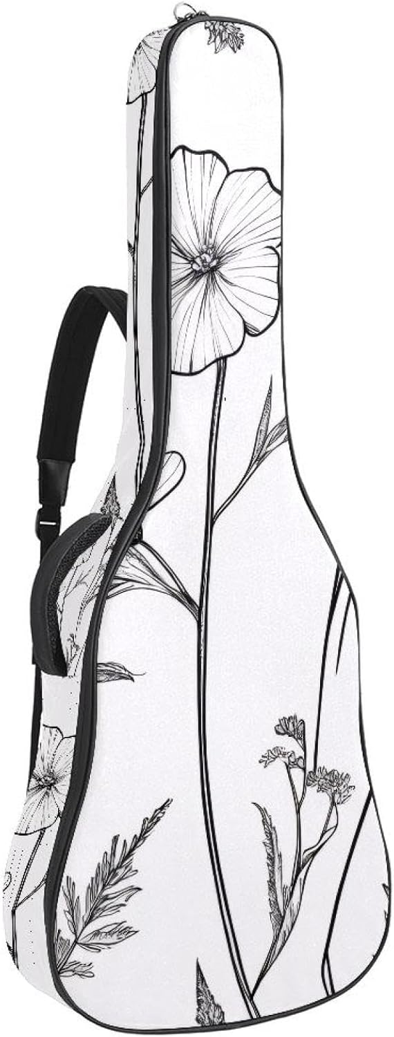 40 41 42 Inch Acoustic Guitar Bag, 0.4 In Thick Sponge Padded Guitar Case Gig Bag with Back Hanger Loop and 2 Pockets, Teal Blue White Geometric Mosaic Texture