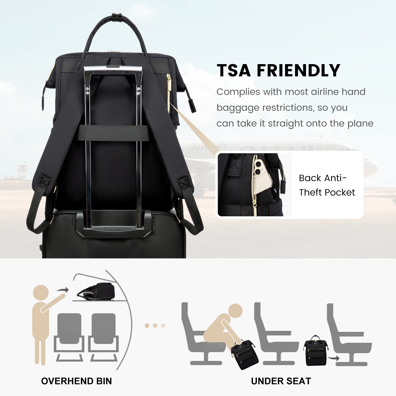 LOVEVOOK Schulrucksack Jungen Teenager Groß, 17 Zoll Laptop Rucksack Damen Arbeitsrucksack mit USB Ladeanschluss & Laptopfach, Wasserdicht Daypacks für Arbeit Reise Schule Uni, Schwarz