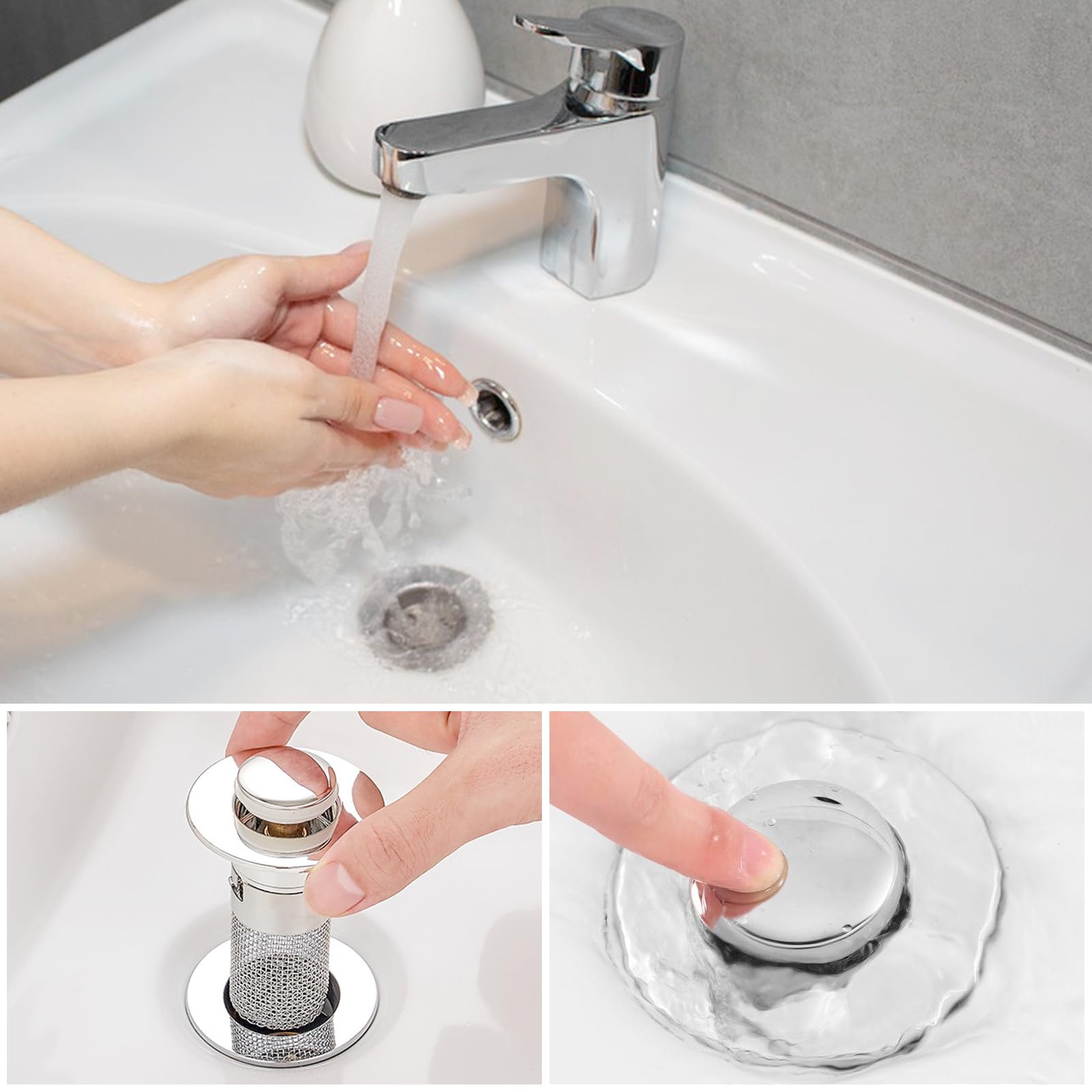 Tapón Fregadero Baño Filtro De Aire Compresor Tapón Universal Para Drenaje  De Fregadero, Filtro De Drenaje De Lavabo Con Núcleo De Rebote Emergente De  Acero Inoxidable, Tapón Colador Para Recoger Pelo, Herramienta